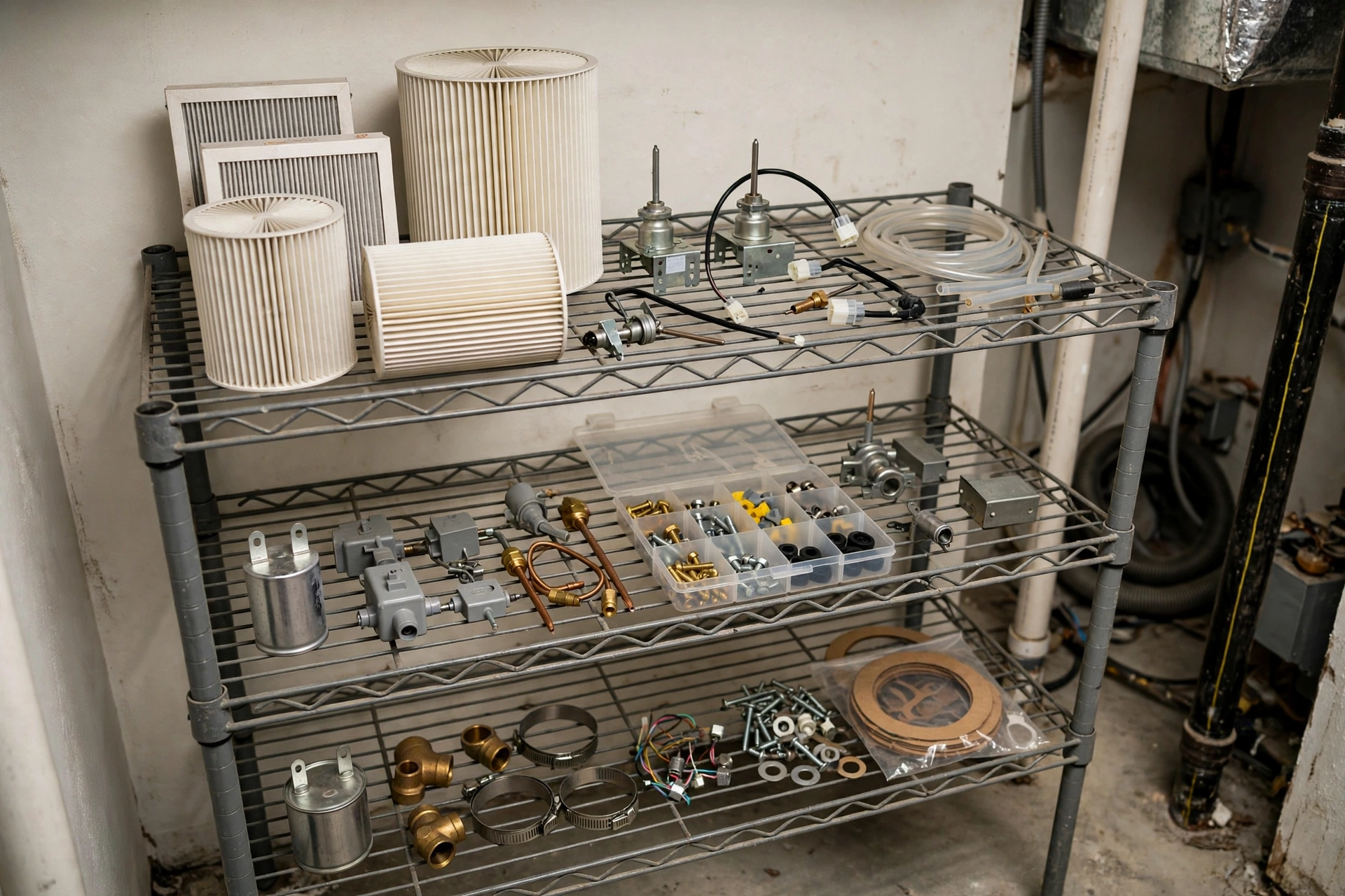 Furnace technician inspecting a home heating system in Plymouth, New Hampshire